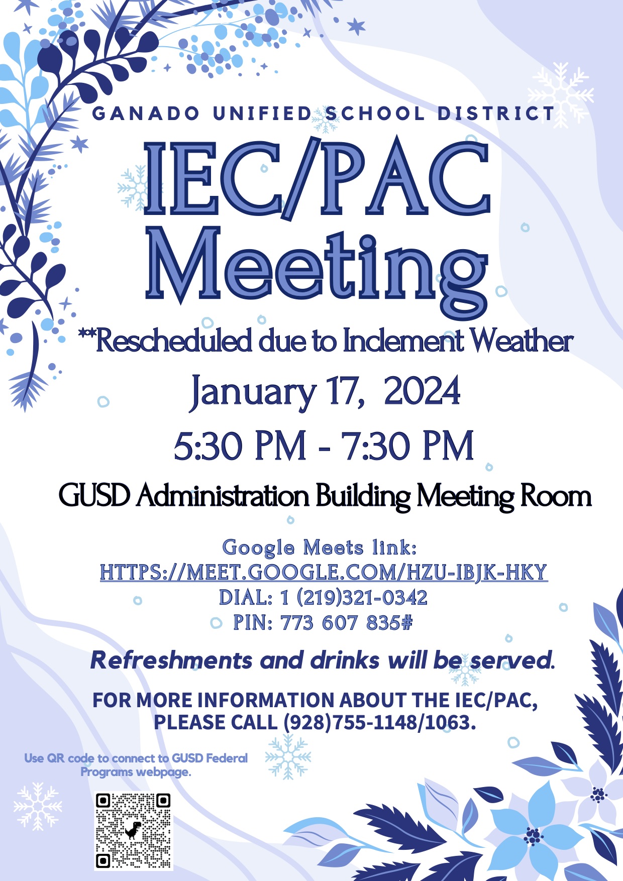 Ganado USD PAC/IEC Meeting - December 12, 2023 flyer